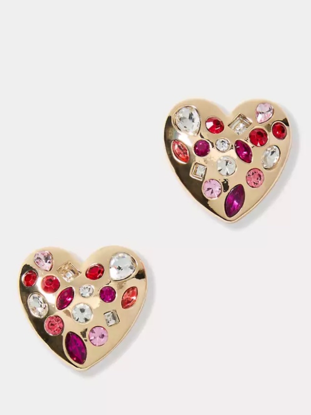 NWT Lilly Pulitzer Gild Heart Glowmance Earrings with Pink & Red Gem Accents